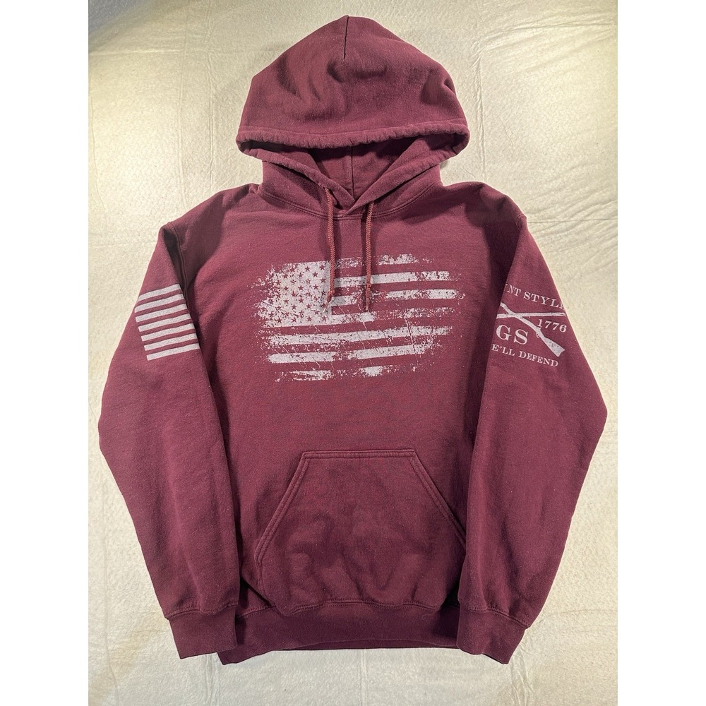 Grunt Style Vintage American Hoodie Small Maroon Men's Unisex Military LEO